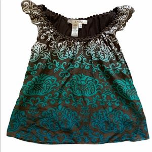 Brown Teal  Studio M Shirt Size XS Petite